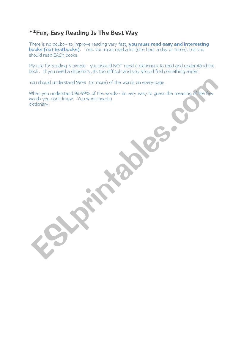 Improve reading worksheet