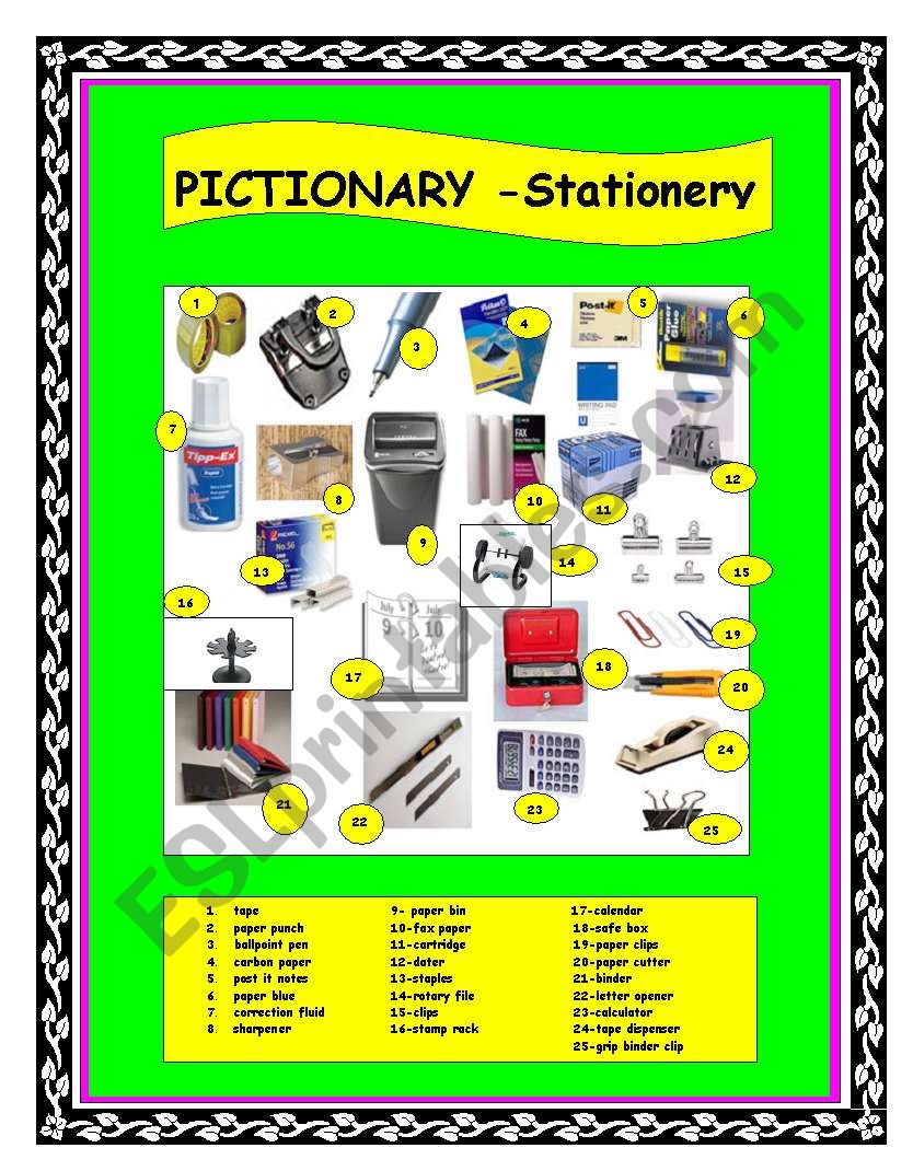 stationary worksheet