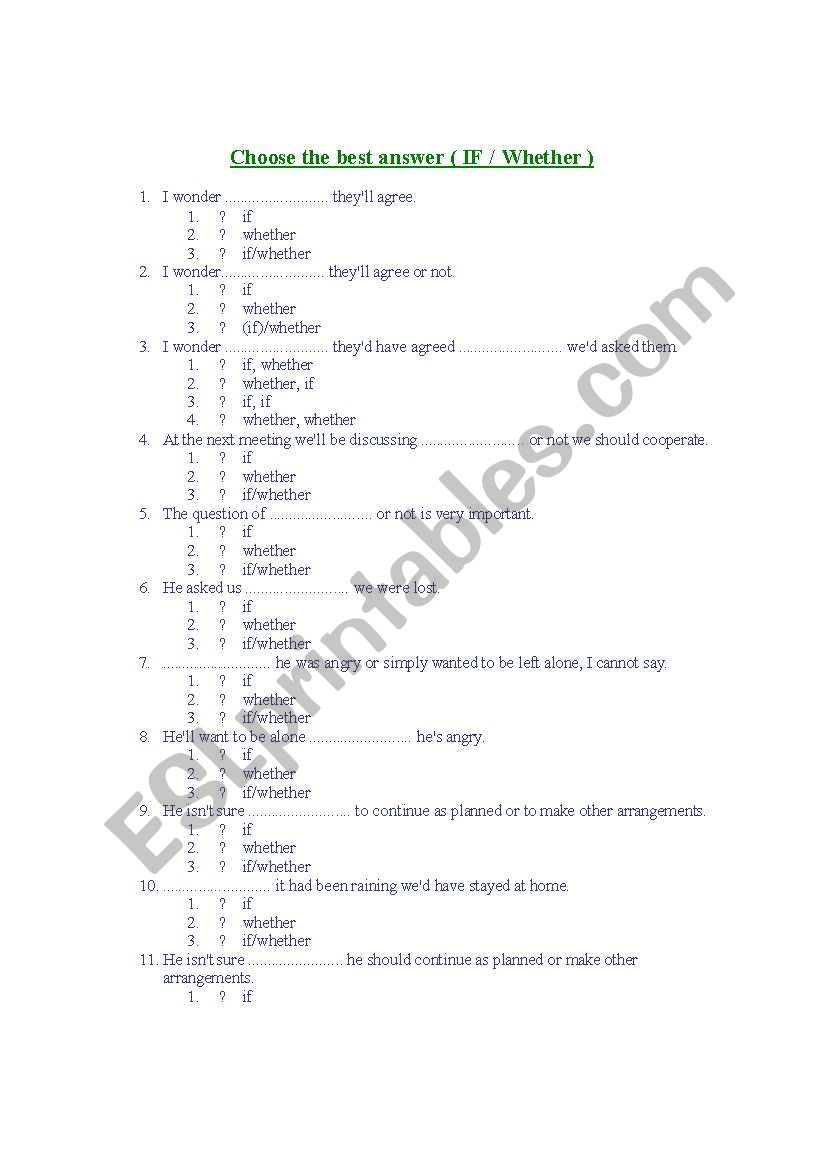 If x Wether worksheet