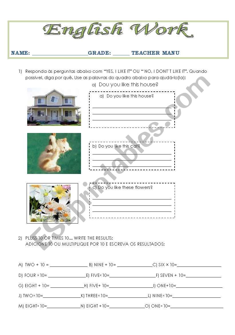 Numbers worksheet