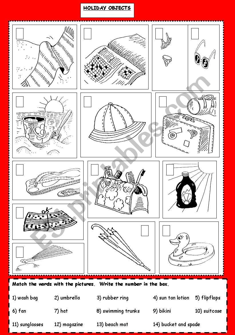 Holiday Objects worksheet