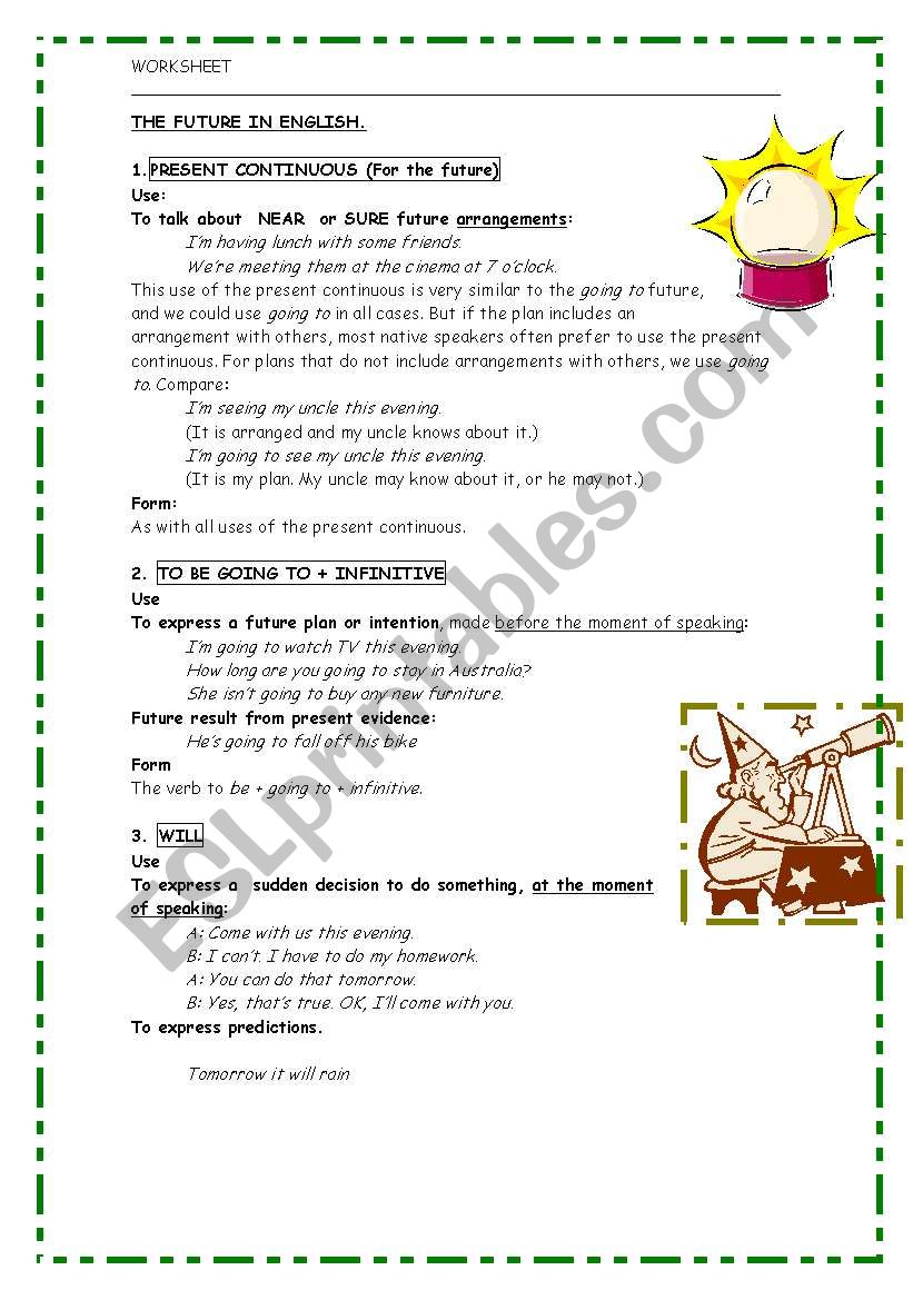 the future time reference  worksheet