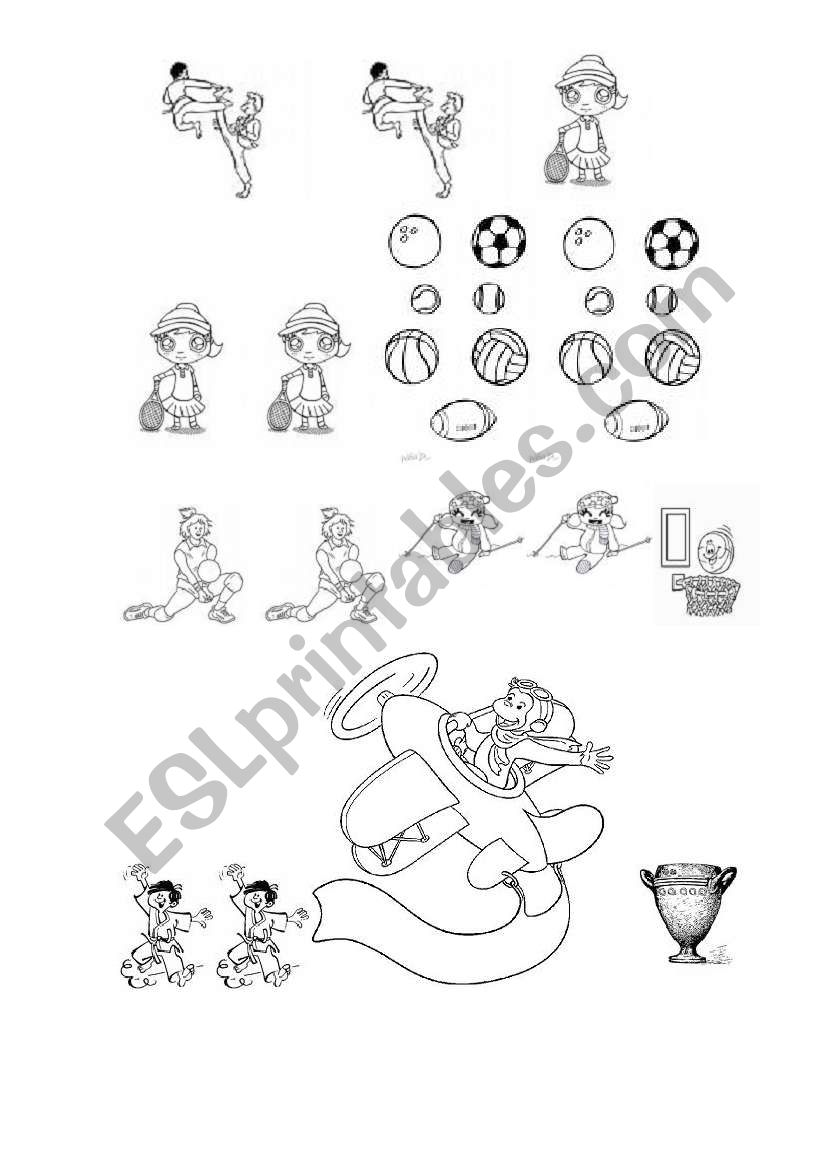 colour these sports worksheet