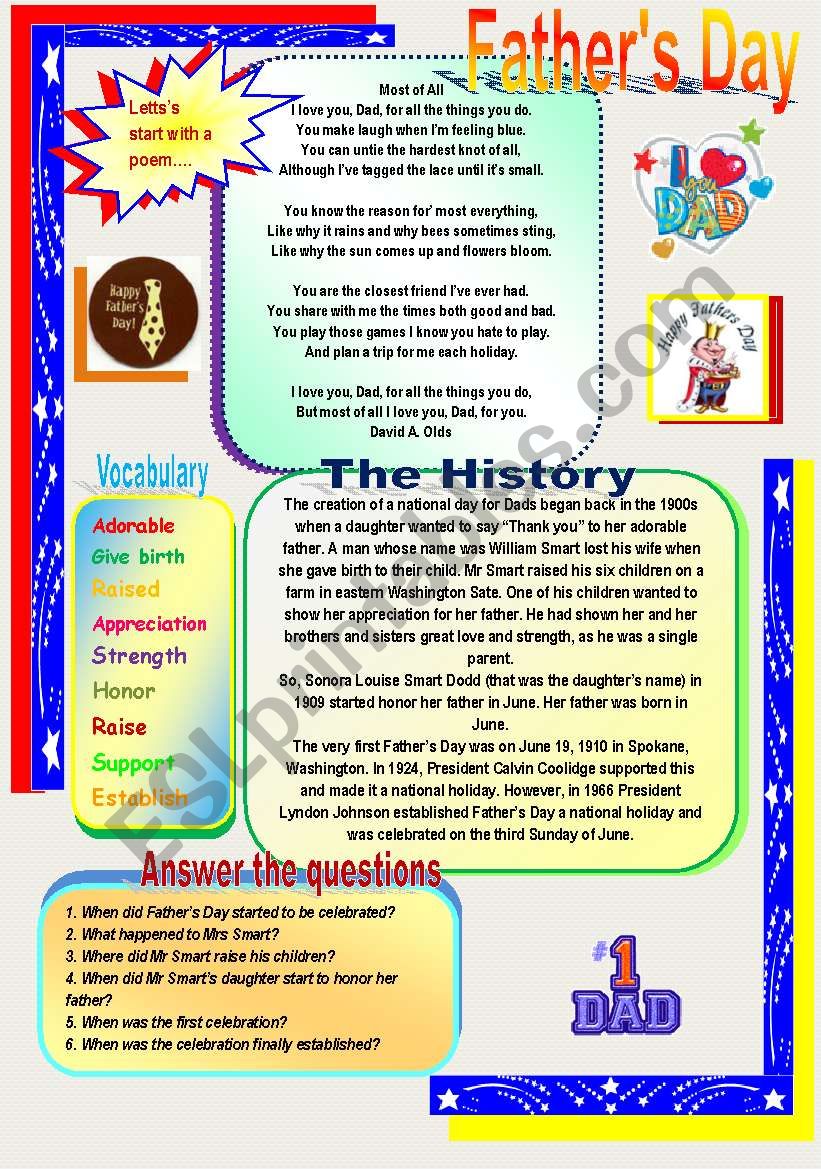 FATHERÂ´S DAY worksheet