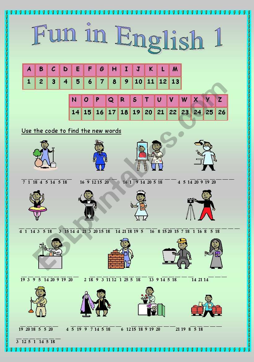 Fun in English 1 (part 2) worksheet