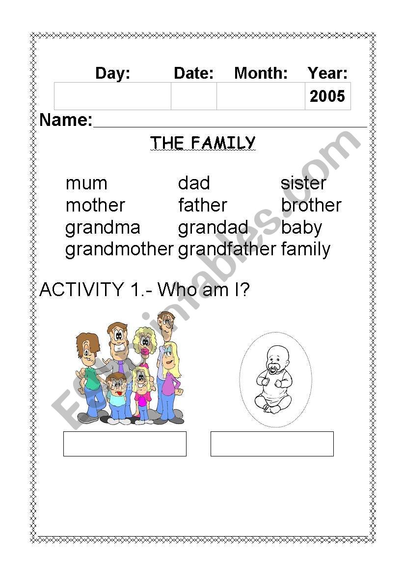 THE FAMILY worksheet