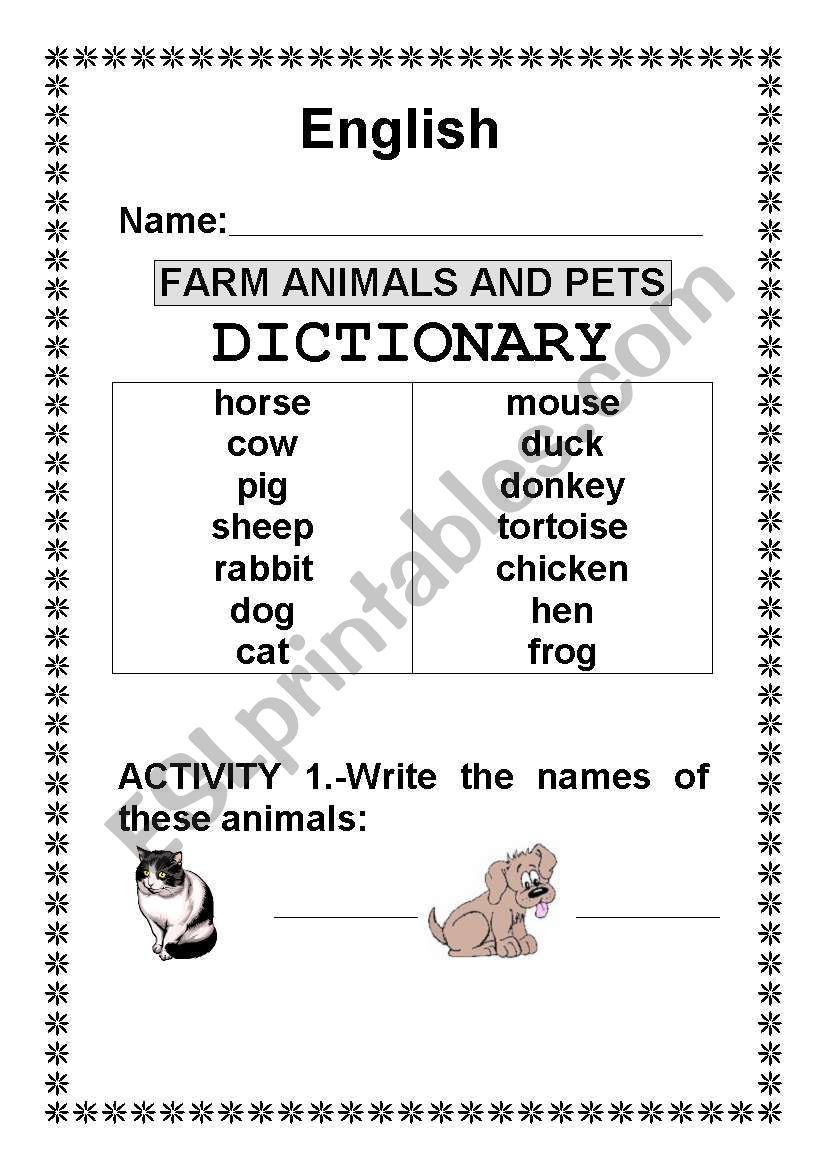 FARM ANIMALS worksheet