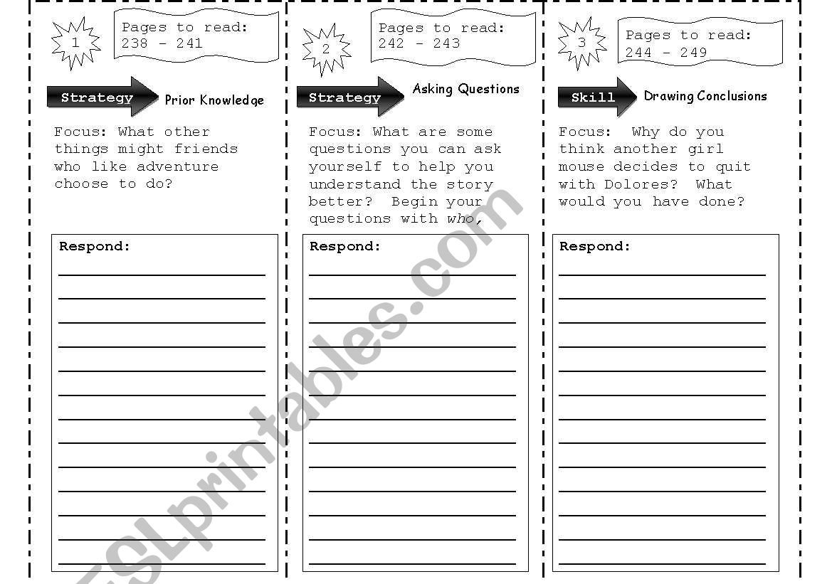 Reading Trifold worksheet