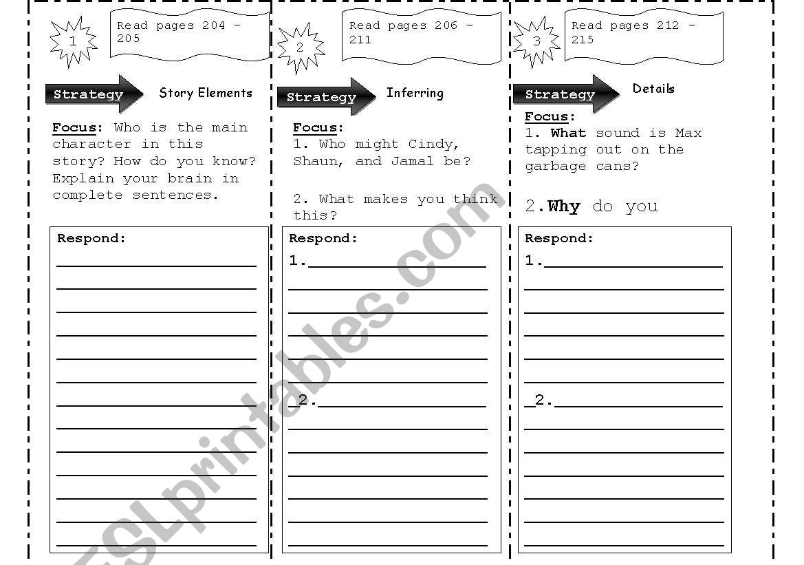 Reading Trifold worksheet