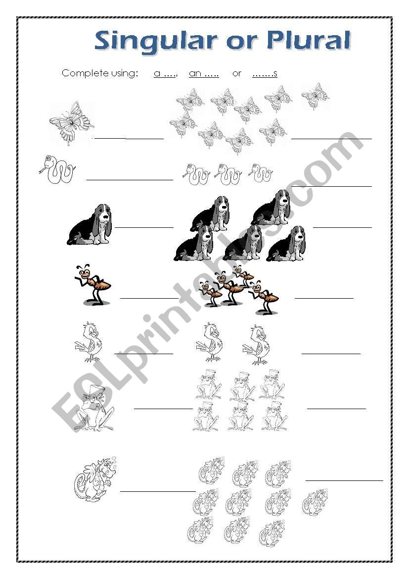 Singular and plural worksheet