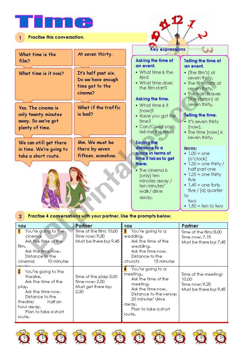 Asking and telling the time worksheet