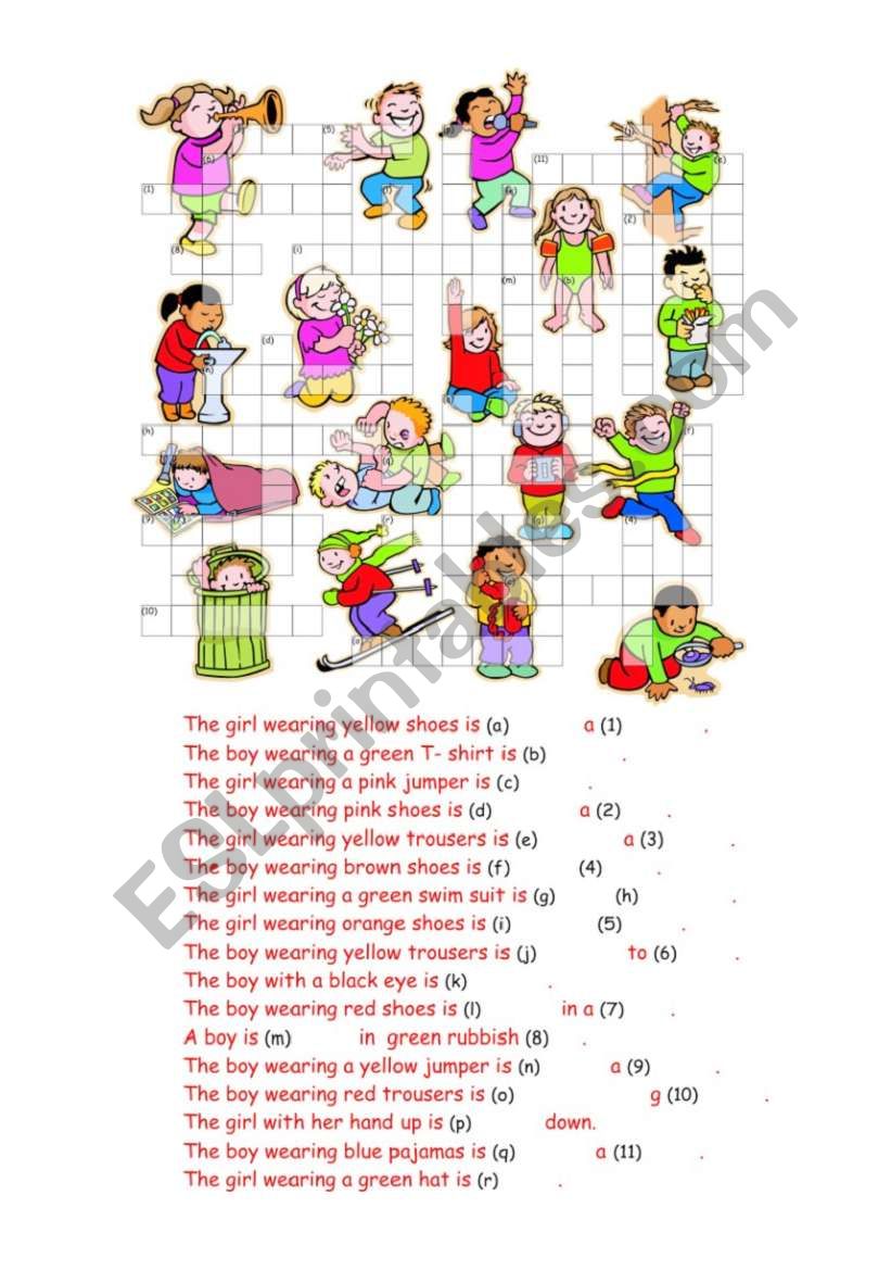 Present Continuous Crossword worksheet