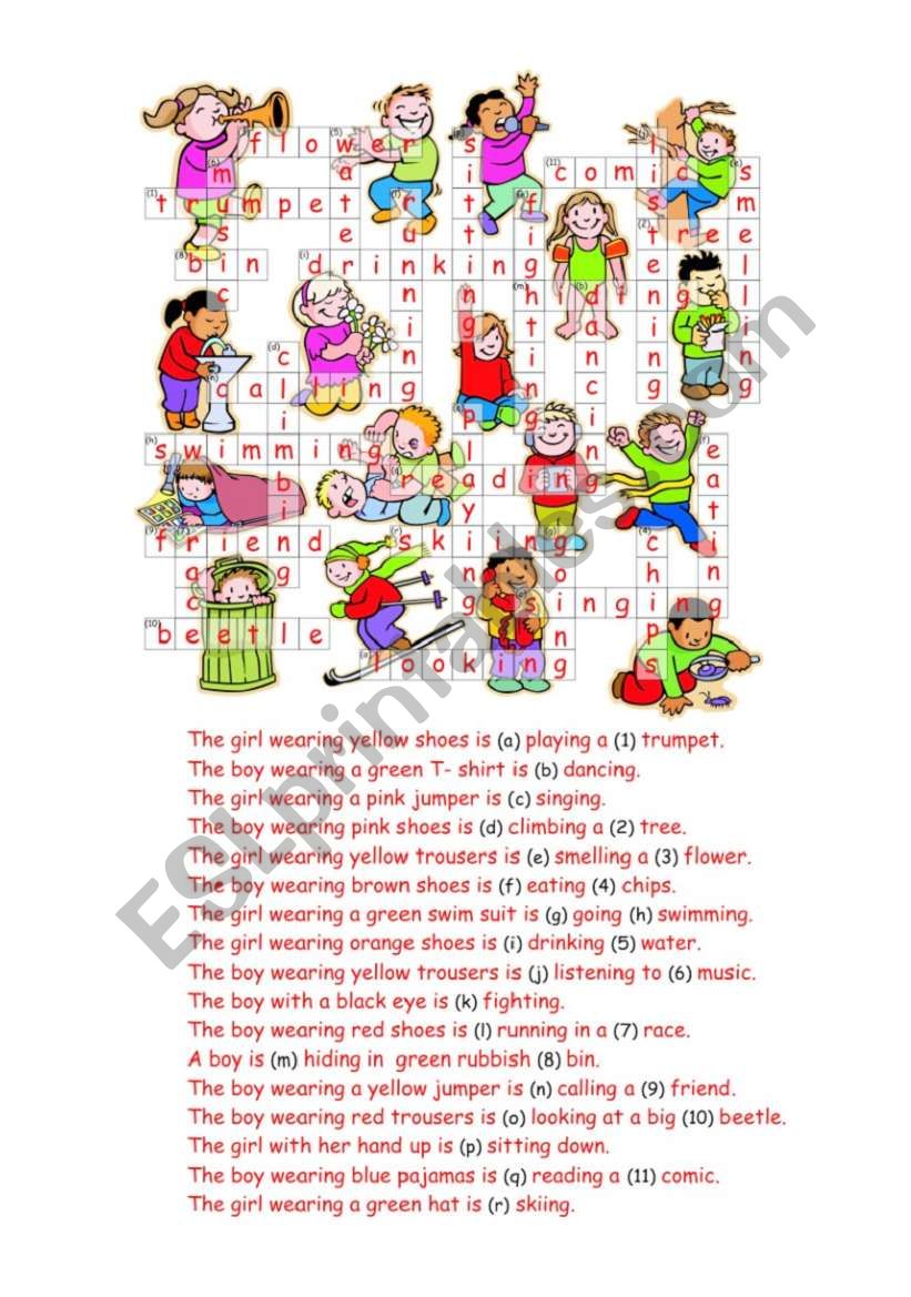 Pre Cont Crossword Key worksheet