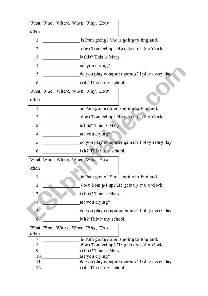 choose wh question worksheet