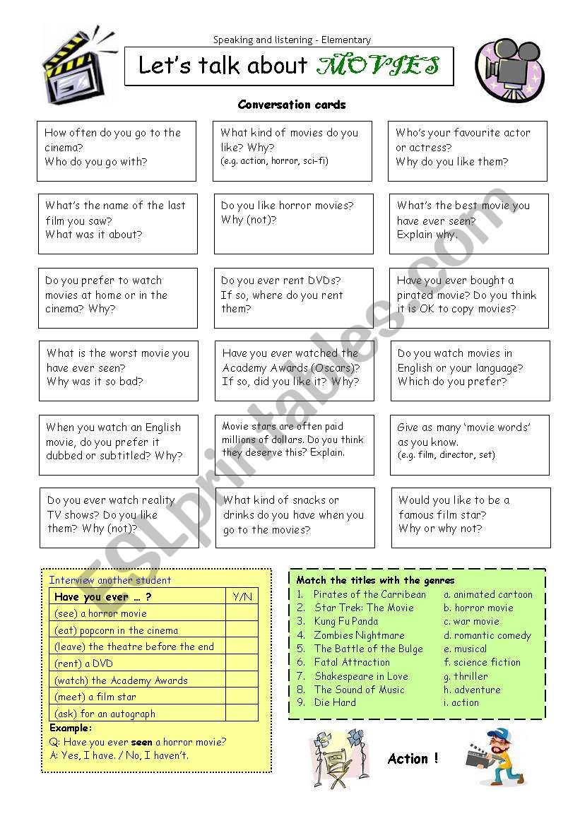 Lets talk about MOVIES worksheet