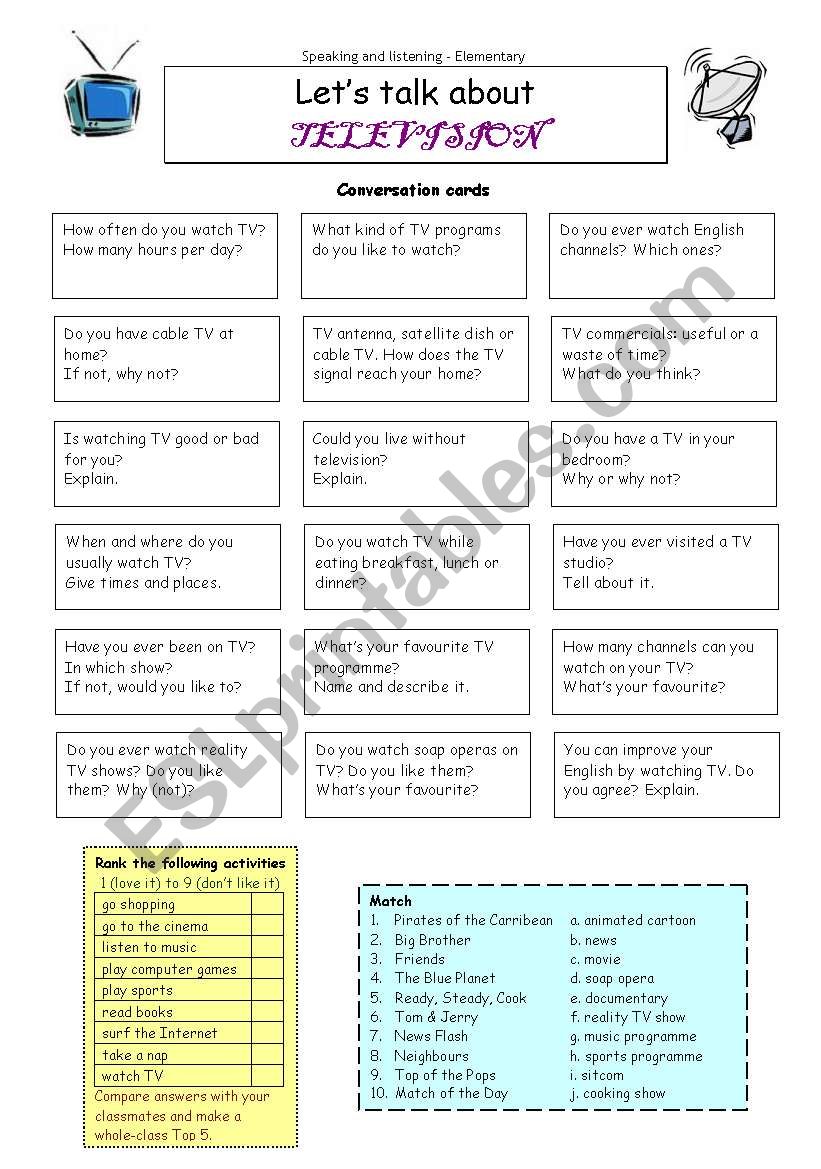 LetÂ´s talk about TELEVISION worksheet