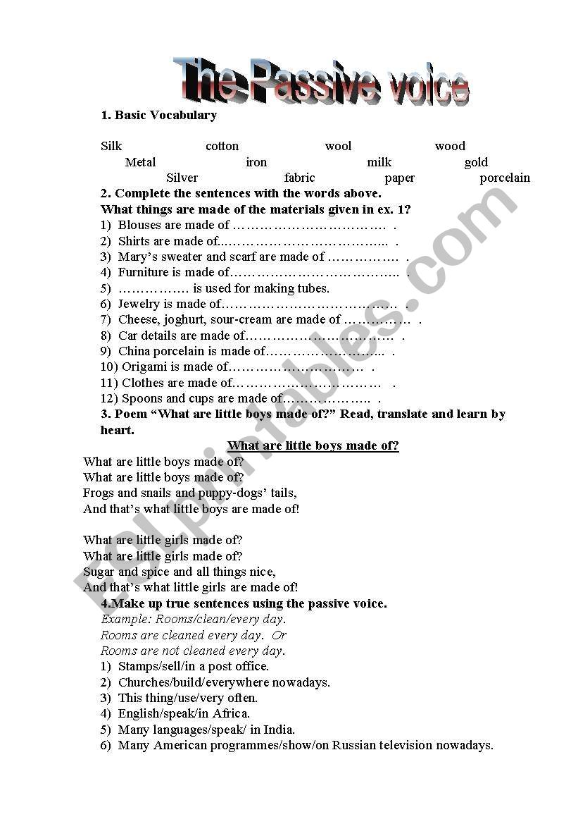 The passive voice worksheet