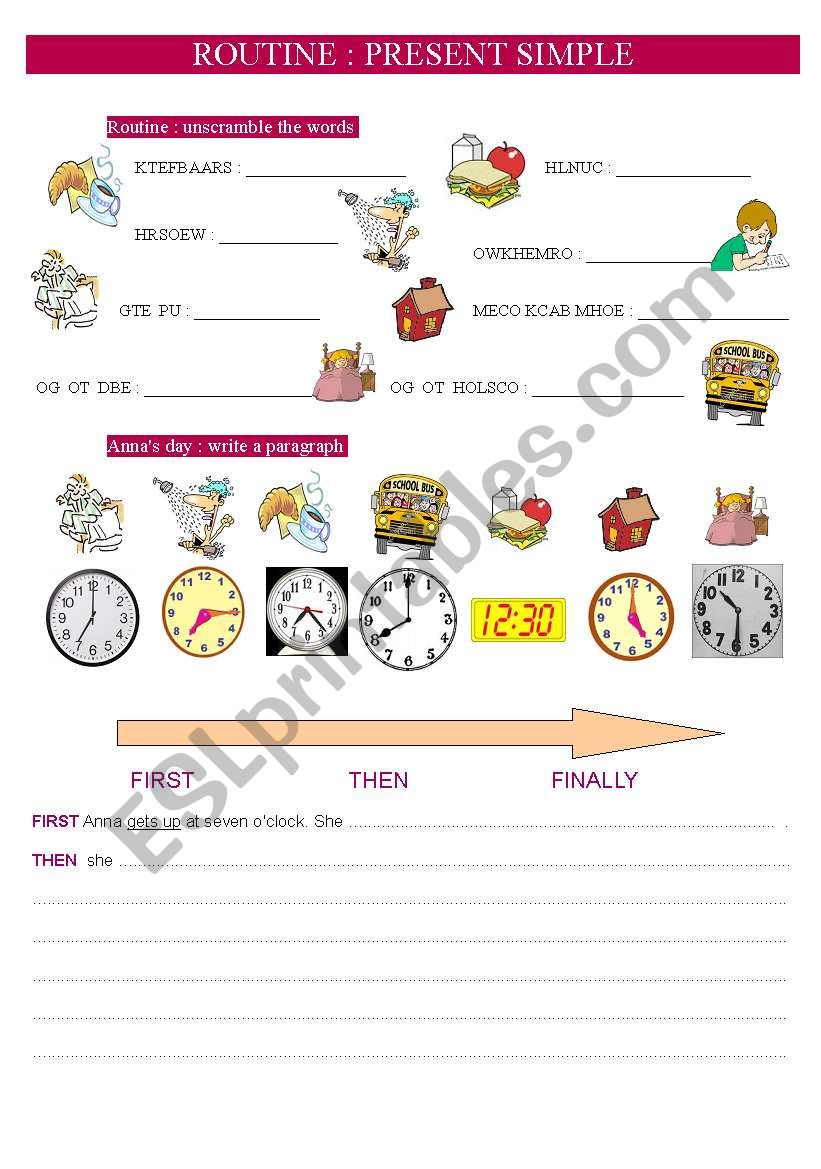 ROUTINE: present simple worksheet