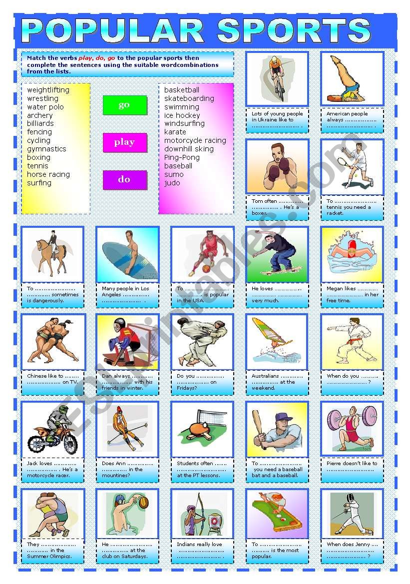 POPULAR SPORTS worksheet