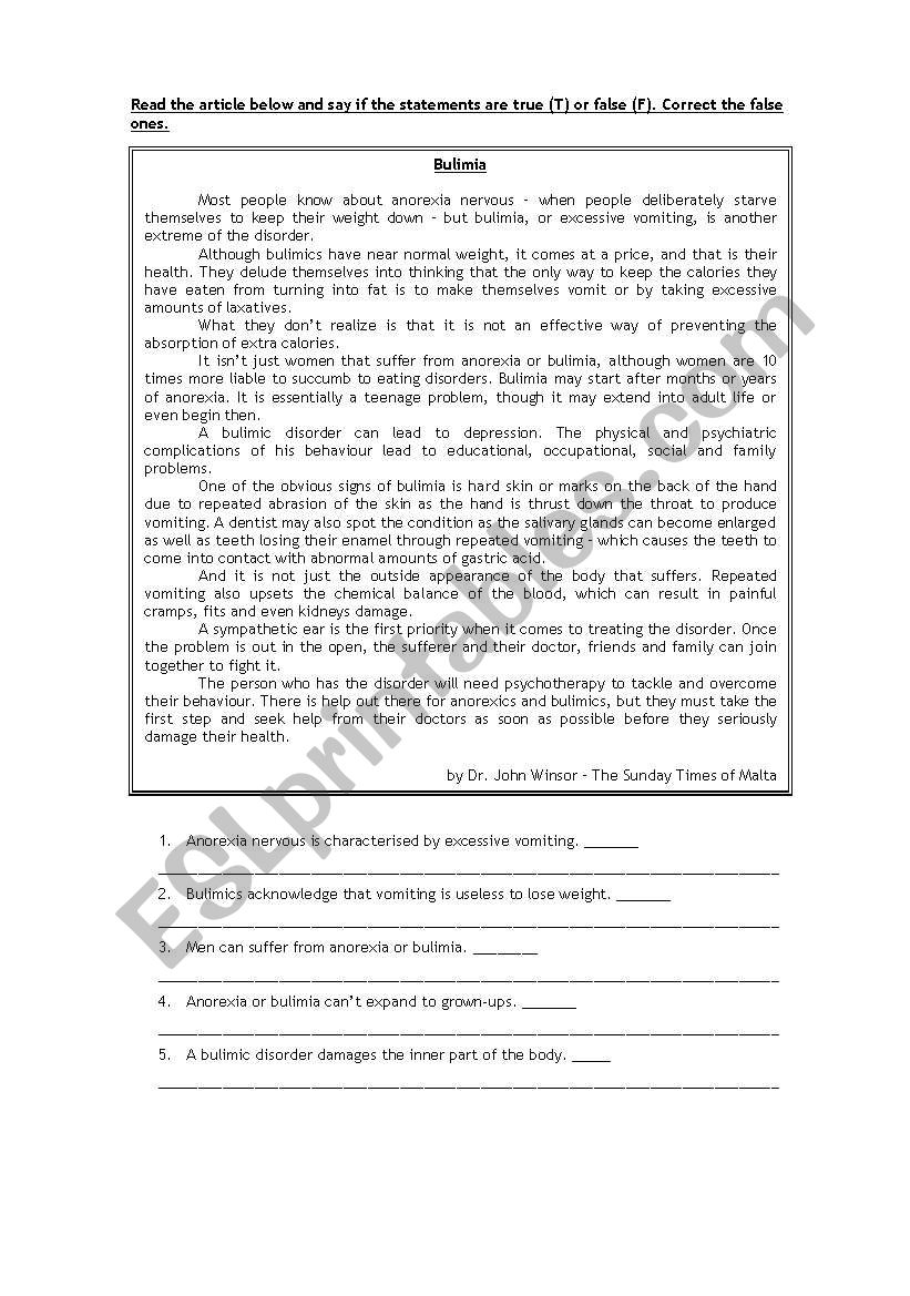 Medical english worksheet