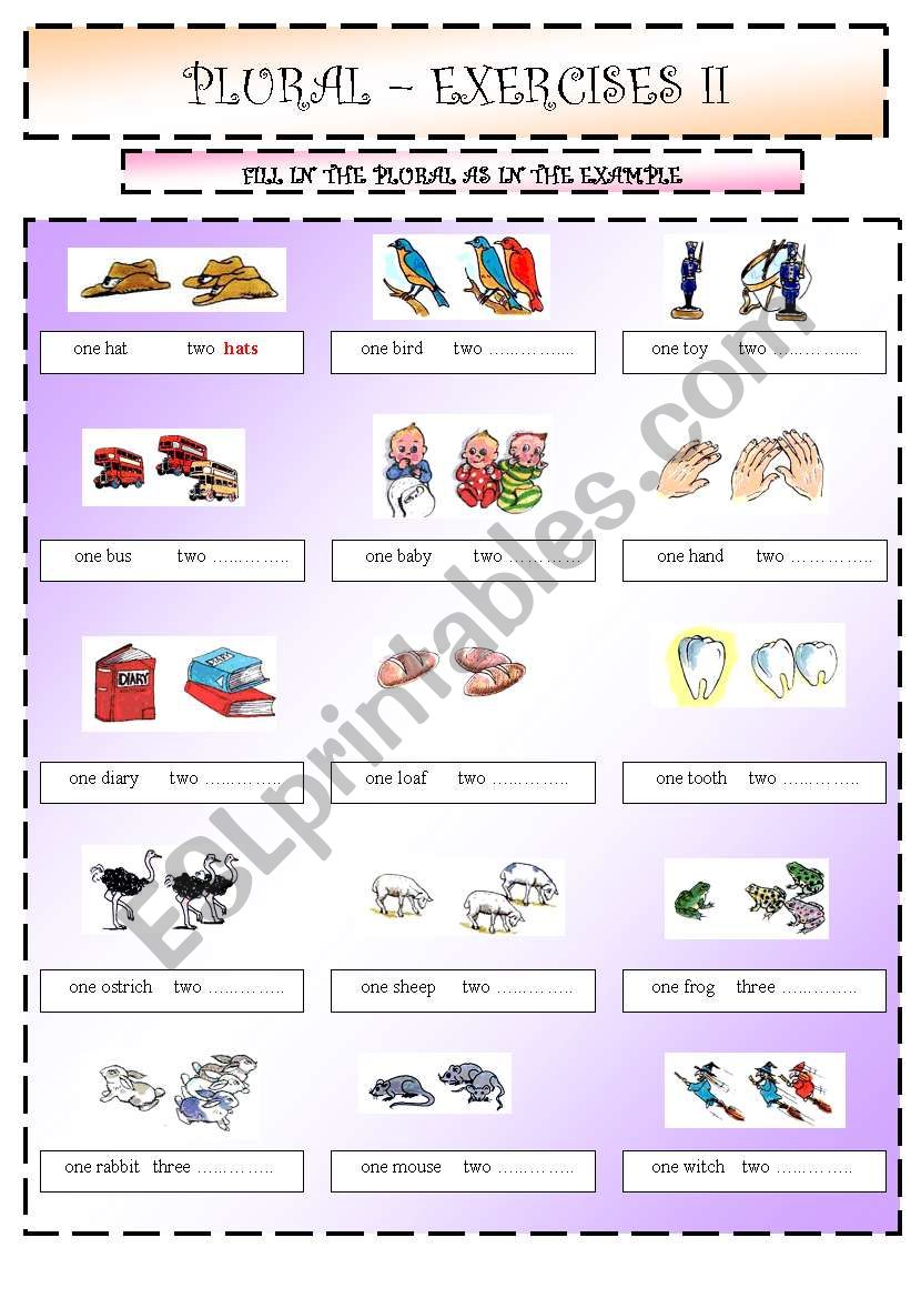 Plurals 4/4 worksheet