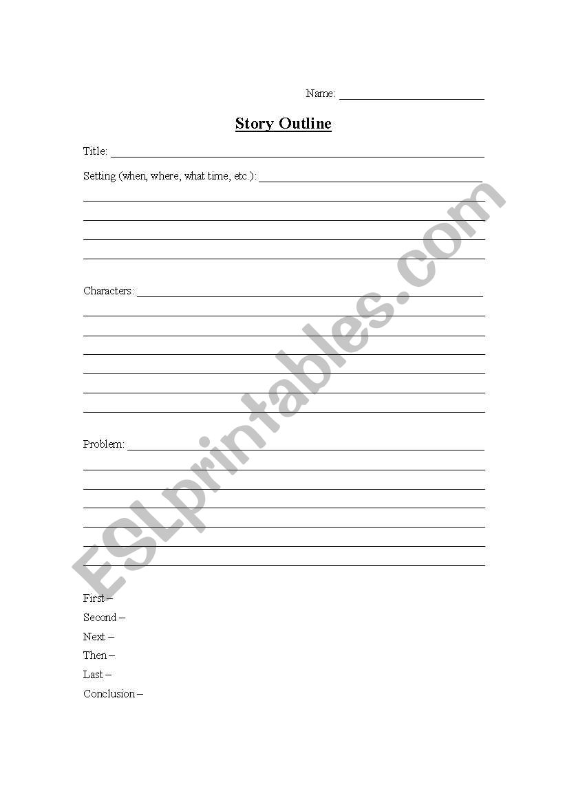 Story Outline worksheet