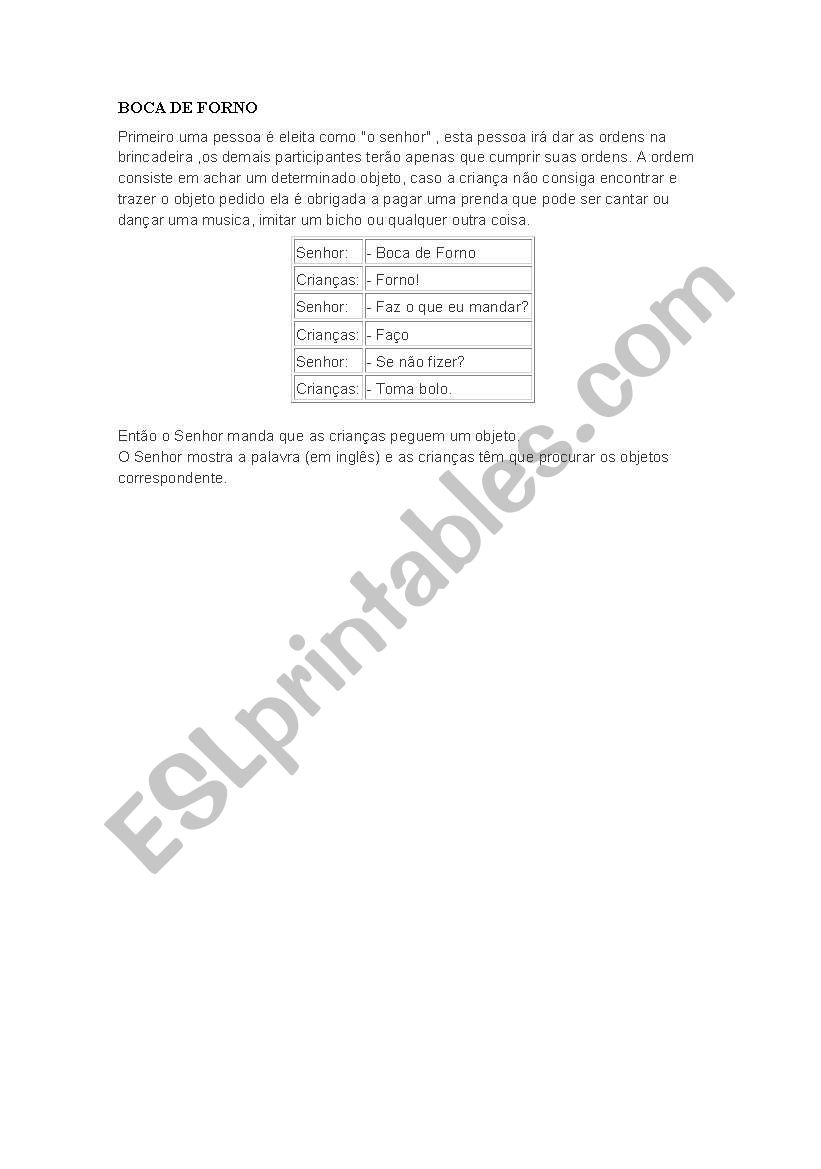 Game worksheet