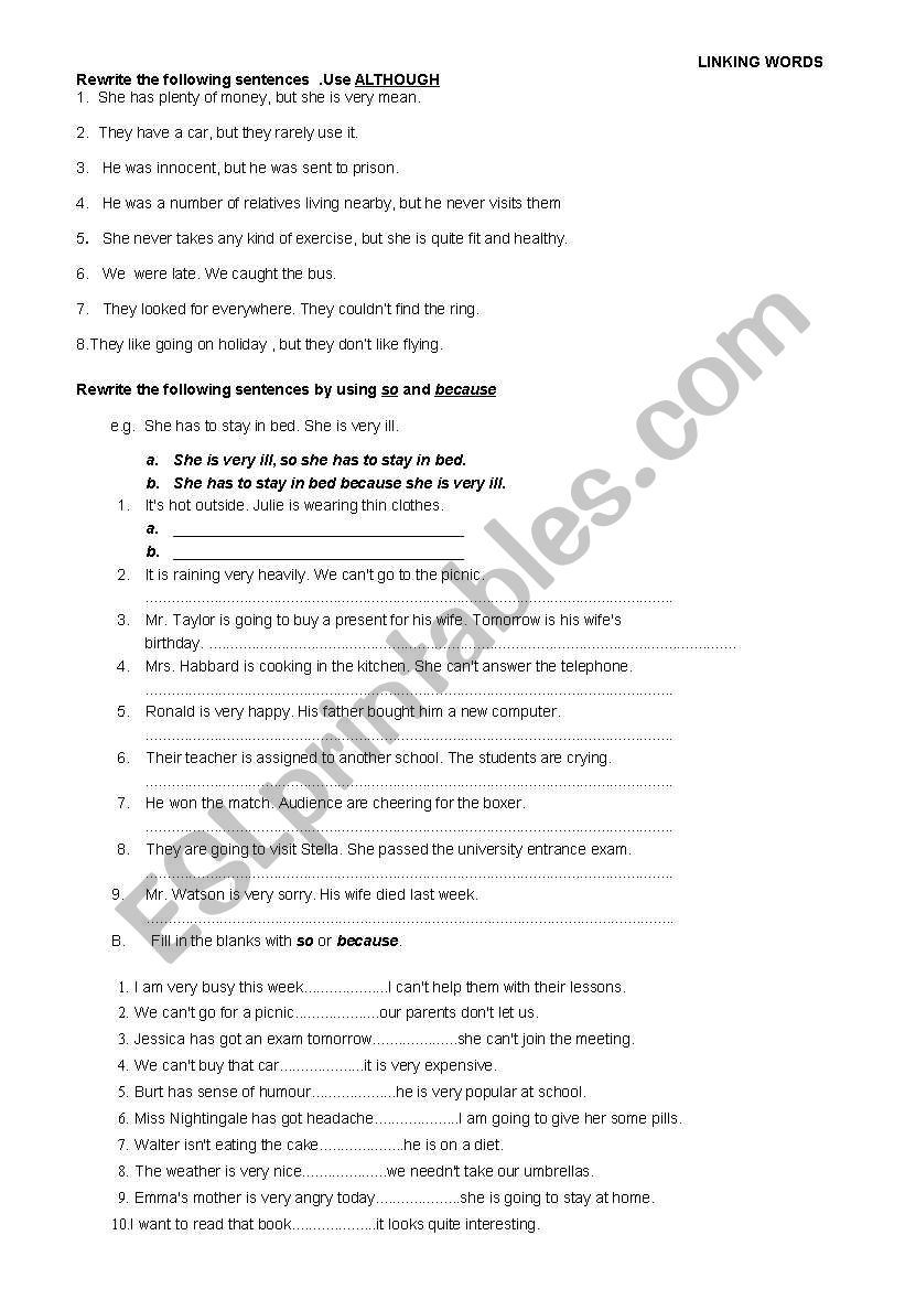 so&because worksheet