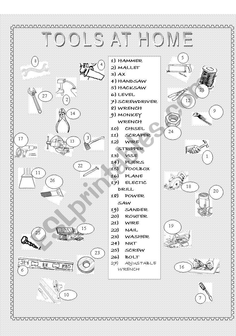 TOOLS AT HOME answers worksheet