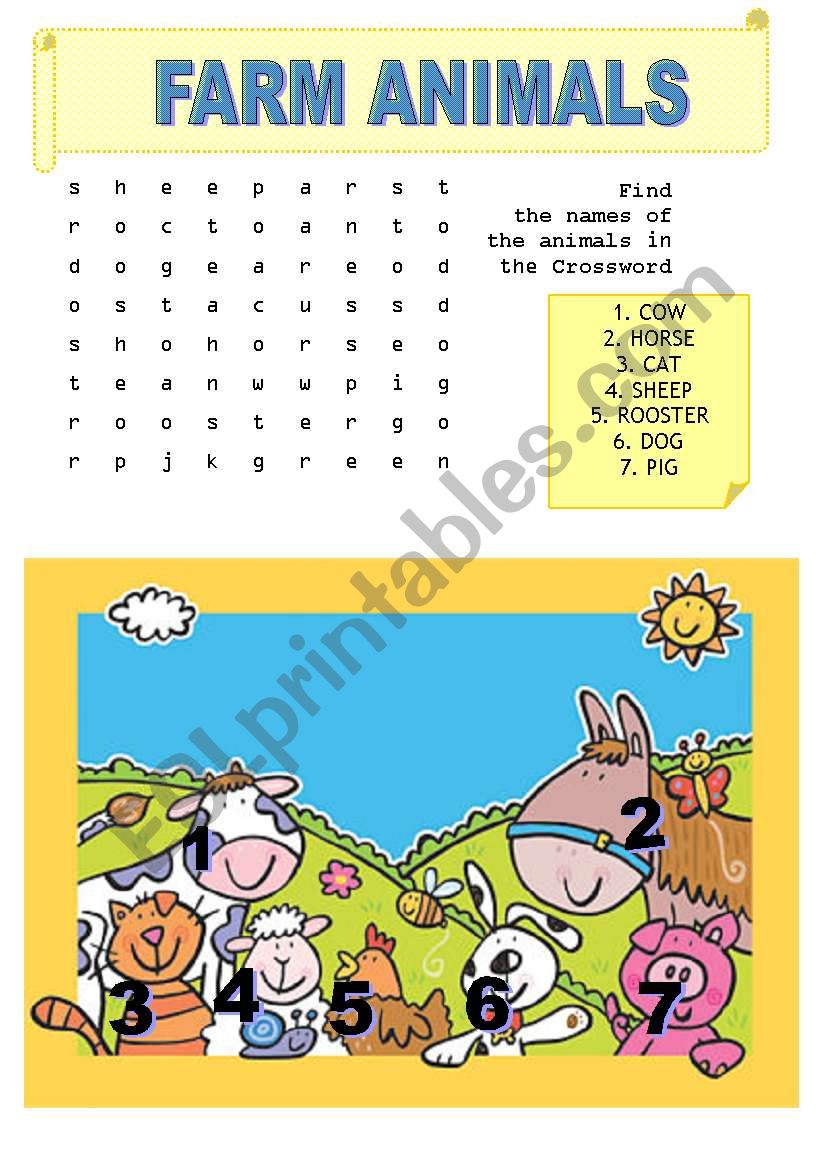 Farm Animals - Crossword worksheet