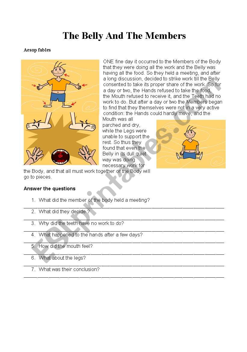 THE BELLY AND THE MEMBERS worksheet
