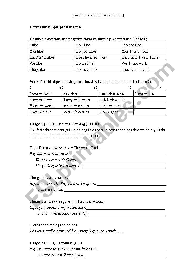 simple present tense worksheet