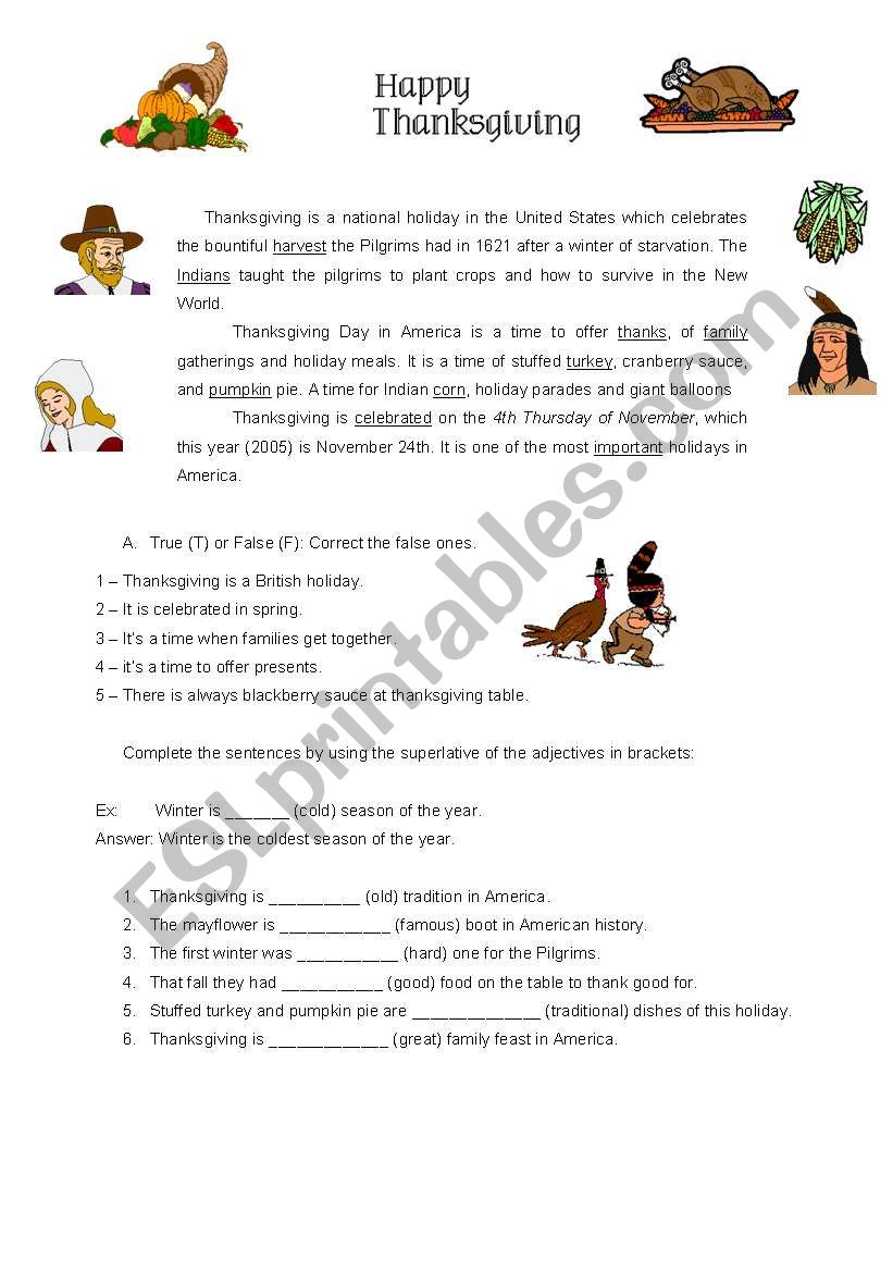 thanksgiving worksheet