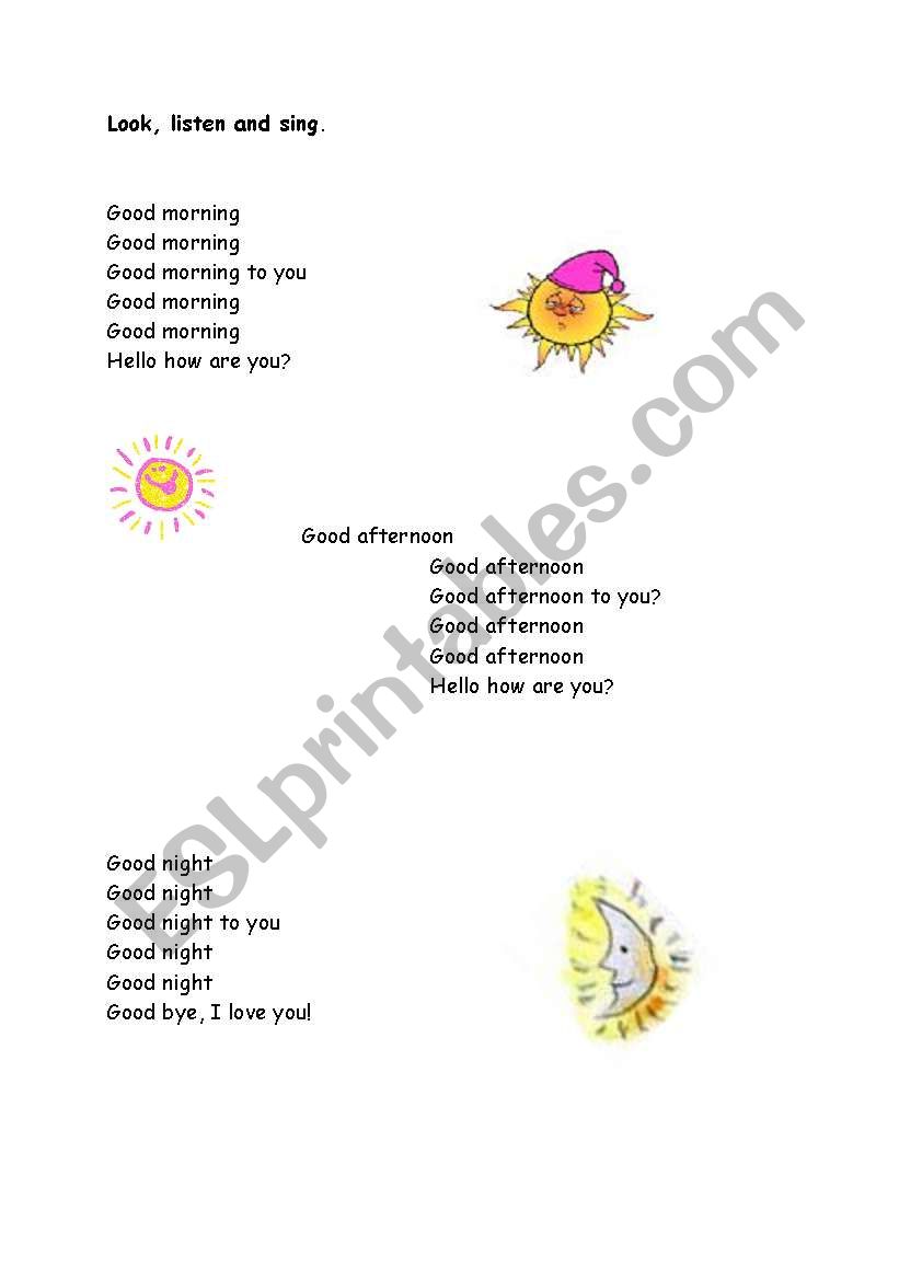 song worksheet