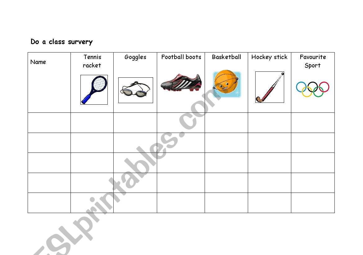 Class Survey worksheet