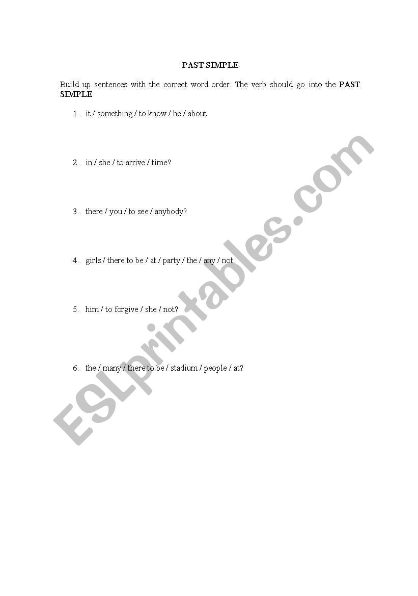 Past Simple worksheet