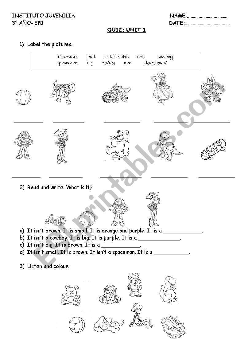 Quiz Toys worksheet