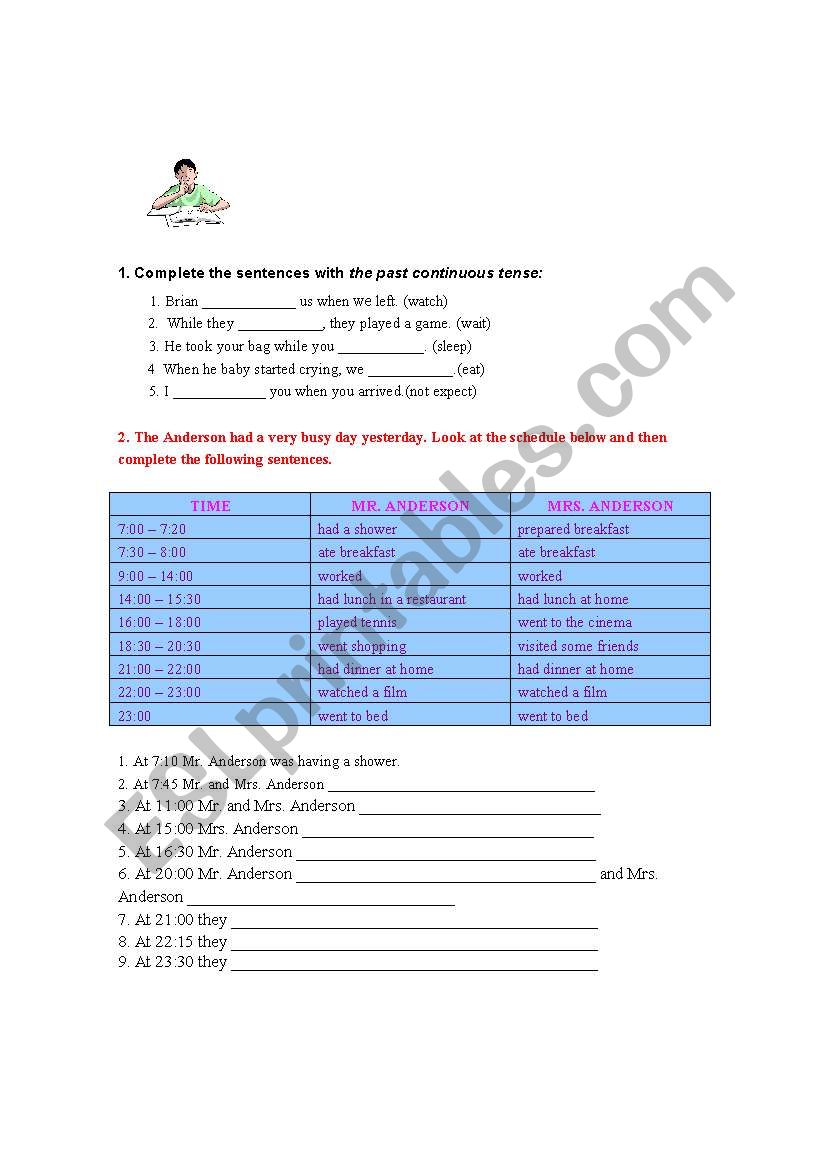 Past continuous Practice worksheet