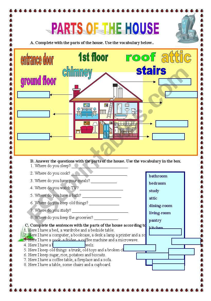 Parts of the house (10.05.09) worksheet