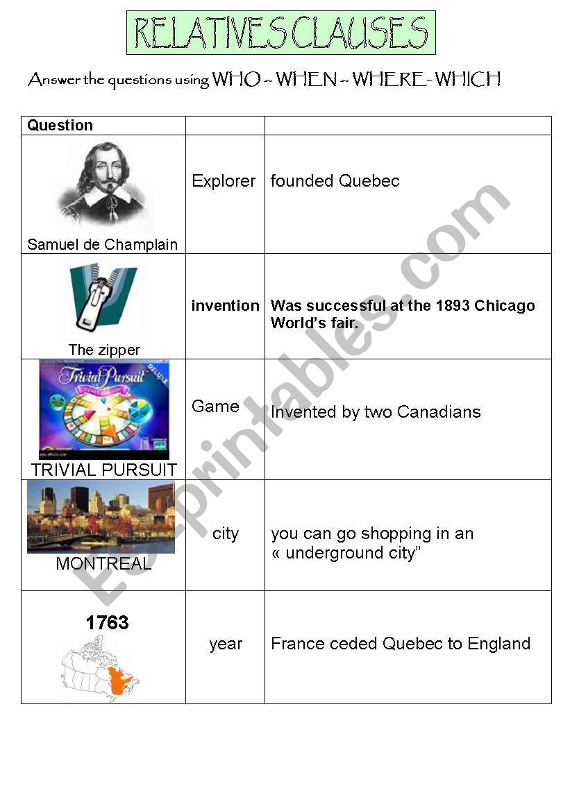 DISCOVERING CANADA worksheet