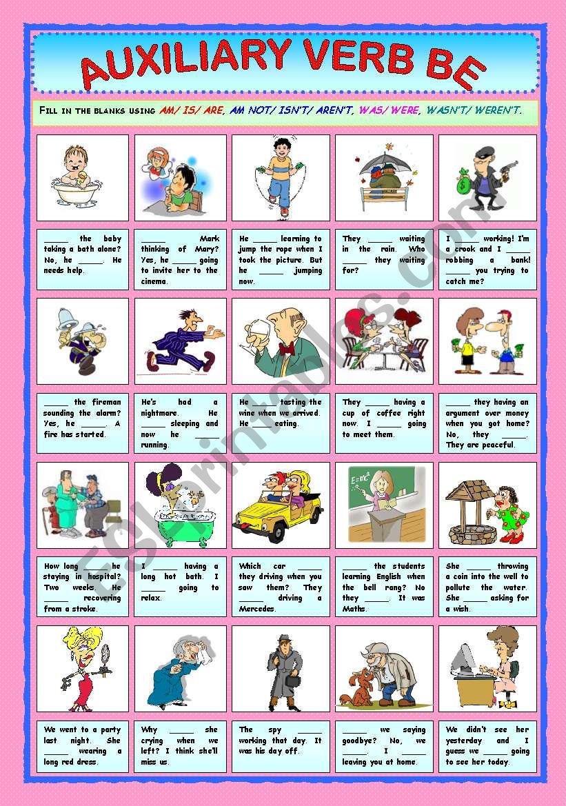 Auxiliary Verb Be ESL Worksheet By Paula esl