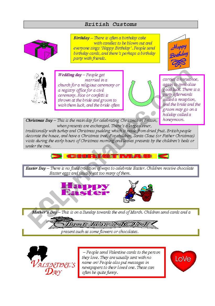 British Customs worksheet