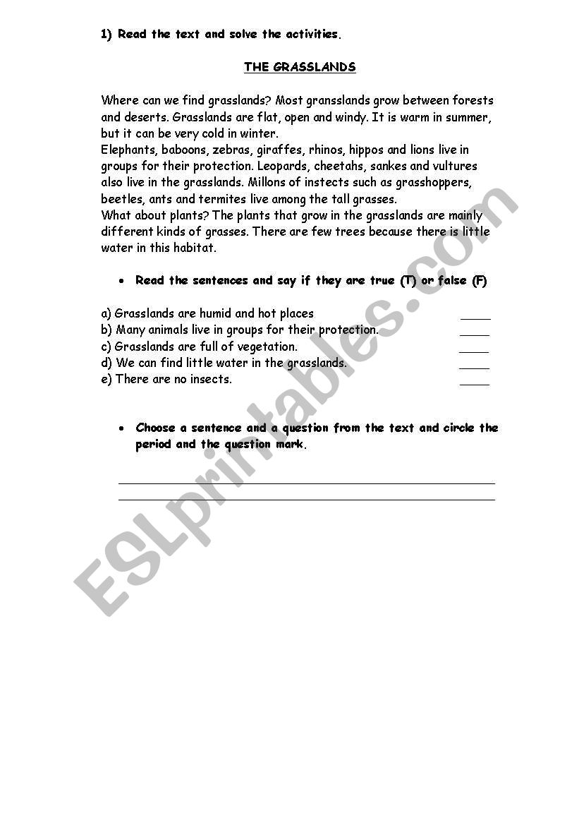 habitats activities worksheet