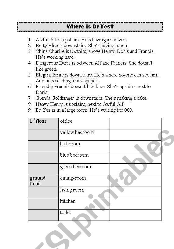 QUIZ - Where is Dr Yes? worksheet