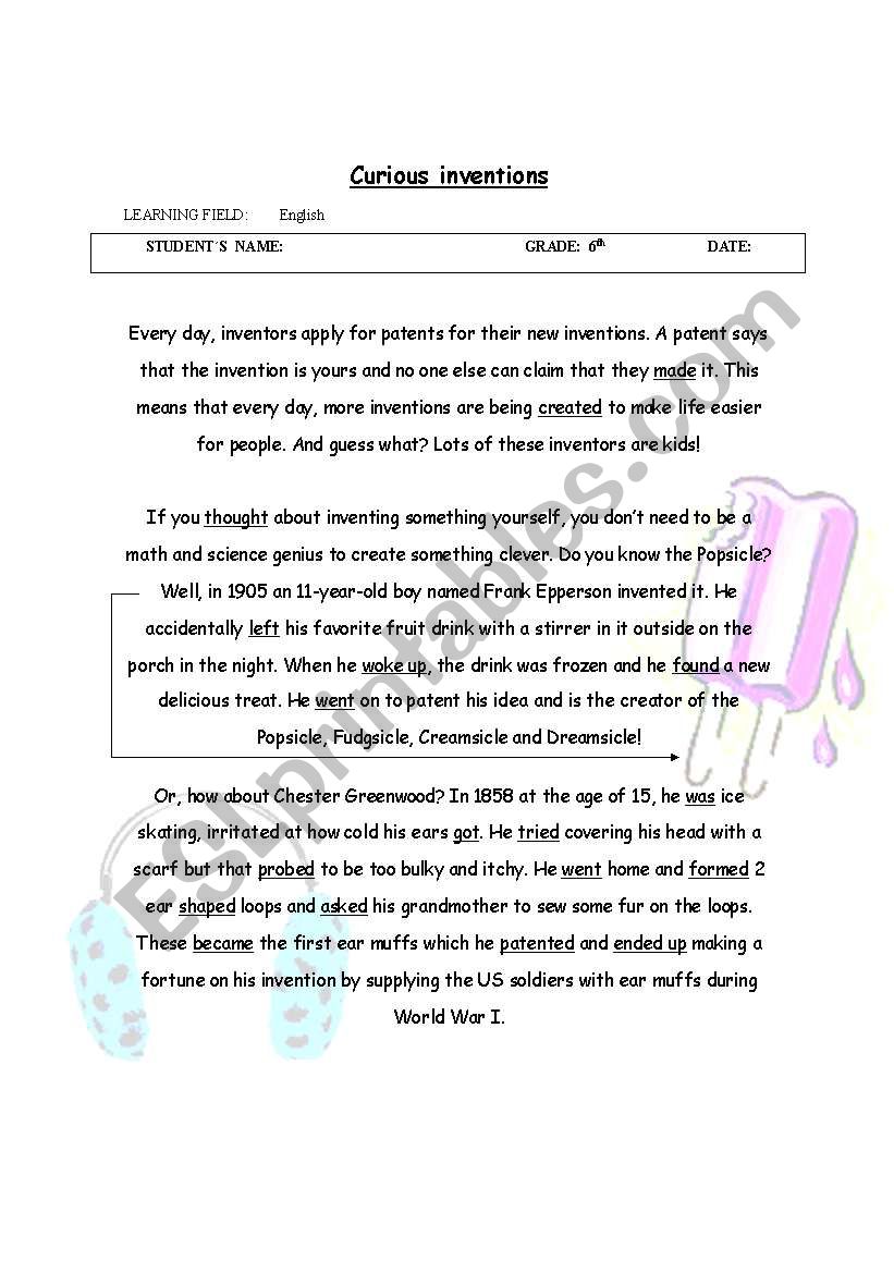 Inventions 1 worksheet