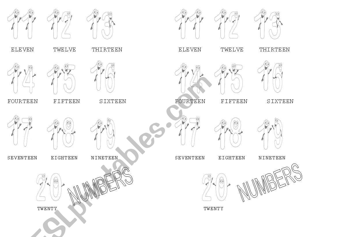 NUMBERS CHART worksheet