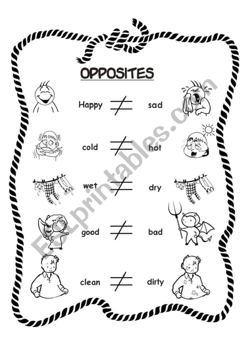 Opposites worksheet