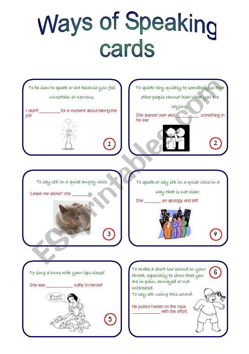 Ways of Speaking Cards I (1 to 14)