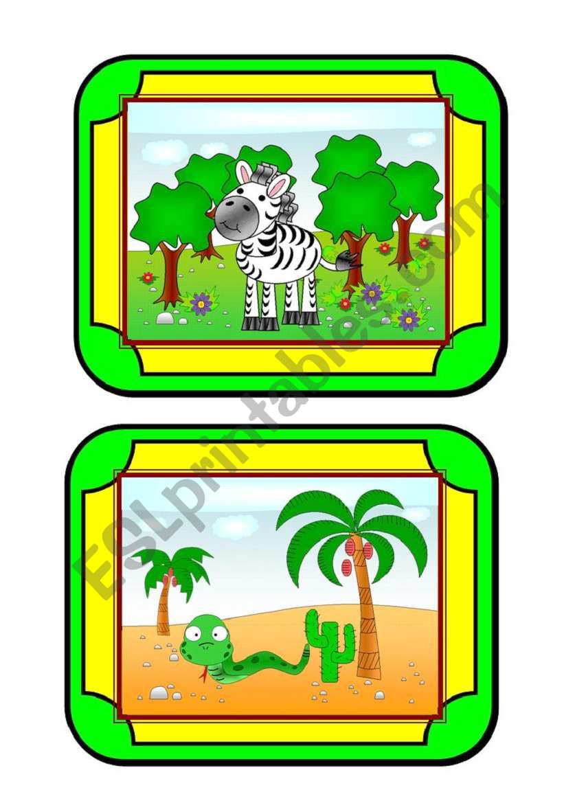 Habitat Cards (3/8) - animals worksheet