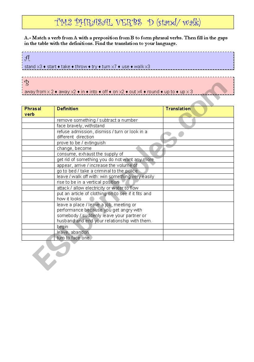 Phrasal verbs 2 bat (part 5) worksheet